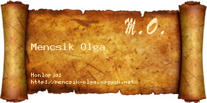 Mencsik Olga névjegykártya